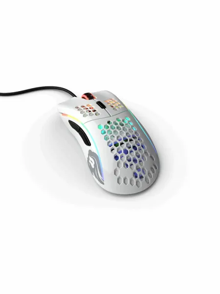 Glorious Model D - Blank vit - Spelmus - Optisk - 6 knappar - Vit med RGB-LED-belysning