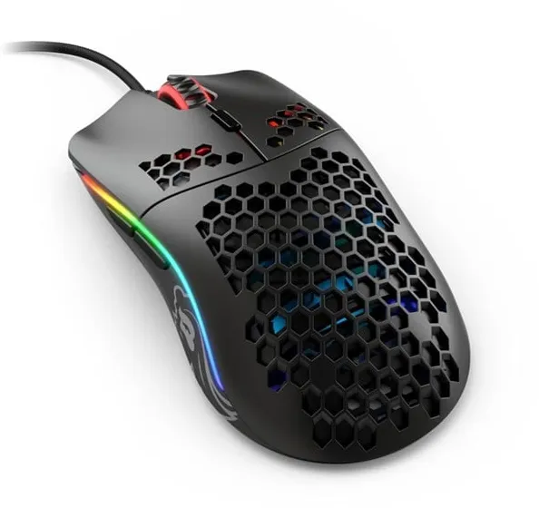 Glorious Model O- (Small) - Matt Svart - Spelmus - Optisk - 6 knappar - Svart med RGB-belysning